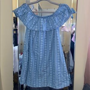 Denim off the shoulder dress!